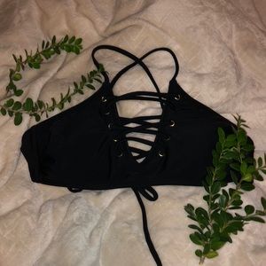 Women’s Black Lace Up Bikini Top